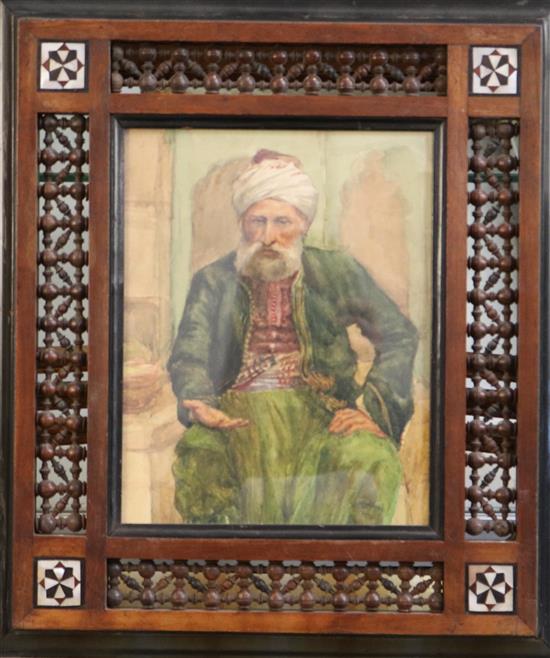 Middle Eastern School Study of a seated Turkish gentleman 9.5 x 7.25in.